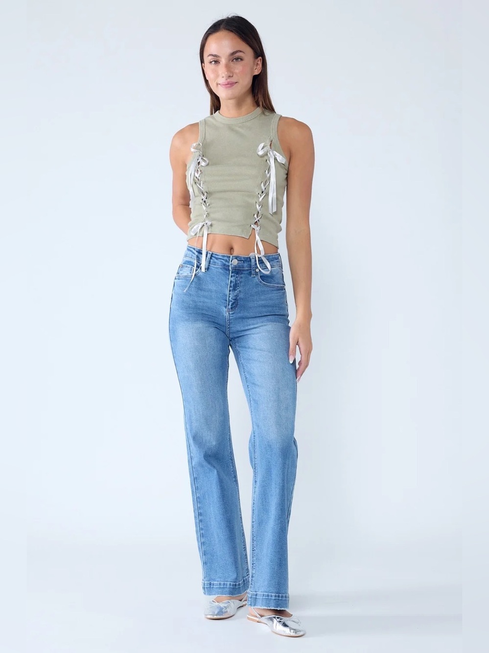 Enjean High Rise Wide Leg Jeans